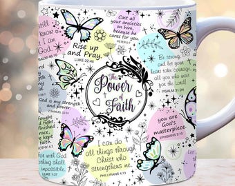 Christian Quotes Mug Wrap, 11oz and 15oz Mug Template, Faith Mug Wrap Sublimation Design PNG, Bible Verse Mug Wrap, Christian Mug Wrap