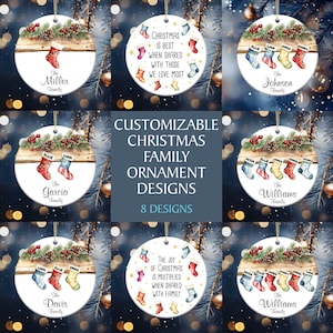 Family Christmas Ornament PNG Bundle, Personalized Christmas Stocking Ornament Sublimation, Family Quote Ornament, Names Ornament Designs