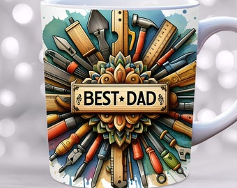 Vatertag Becherverpackung, PNG, 11 Unze, 15 Unze Tassendesign, Beste Dad-Becherverpackung, Papa Geburtstag-Becherverpackung, Tischler-Becherverpackung, Bester Vater aller Zeiten, Werkzeugbecher