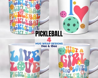 Pickleball mug wrap bundle, 11oz and 15oz mug wrap Template, sports mug wrap, sublimation design, pickleball lover, pickleball gift