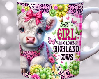 Emballage de tasse bébé vache Highland, Just A Little Moody, Design par sublimation de tasse PNG, tasse 11 oz et 15 oz, emballage de tasse drôle numérique, téléchargement numérique