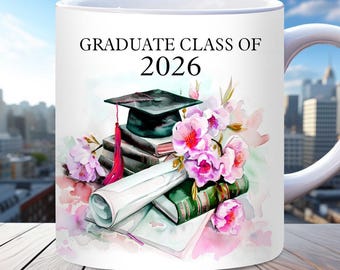 Graduation Mug Wrap, Graduate Class of 2026 Mug Wrap, 11oz, 15oz Mug Wrap Template for Sublimation, Graduation Gift