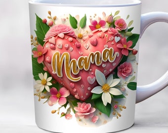 Mothers Day Mug Wrap, 11oz And 15 oz Mug Template, Mama Mug Wrap, Mother's Day Custom Gift, Birthday Mom Mug Wrap, Mug Template, PNG