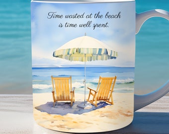Beach Mug Wrap, 11oz and 15oz Mug Template, Landscape Mug, Tropical Mug Wrap, Instant Digital Download, Mug Sublimation PNG