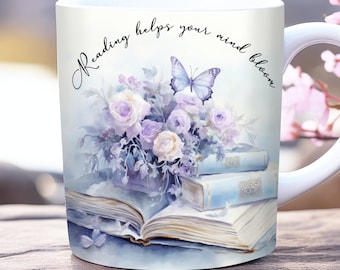 Book lover mug wrap, PNG, 11oz and 15 oz mug design teacher mug wrap, book and coffee mug wrap, library mug wrap, inspirational mug