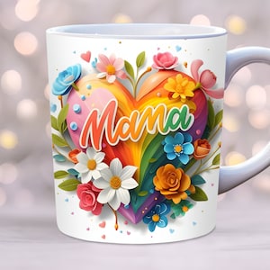Envoltório de caneca de mamãe, Envoltório de caneca de dia das mães, Modelo de caneca de 11 oz e 15 oz, Caneca de aniversário de mãe, Envoltório de caneca de amor de mãe, Modelo de envoltório de caneca, PNG