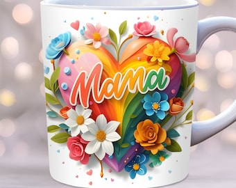 Mama Mug Wrap, Mothers Day Mug Wrap, 11oz And 15 oz Mug Template, Mom Birthday Mug, Love Mom Mug Wrap, Mug Wrap Template, PNG