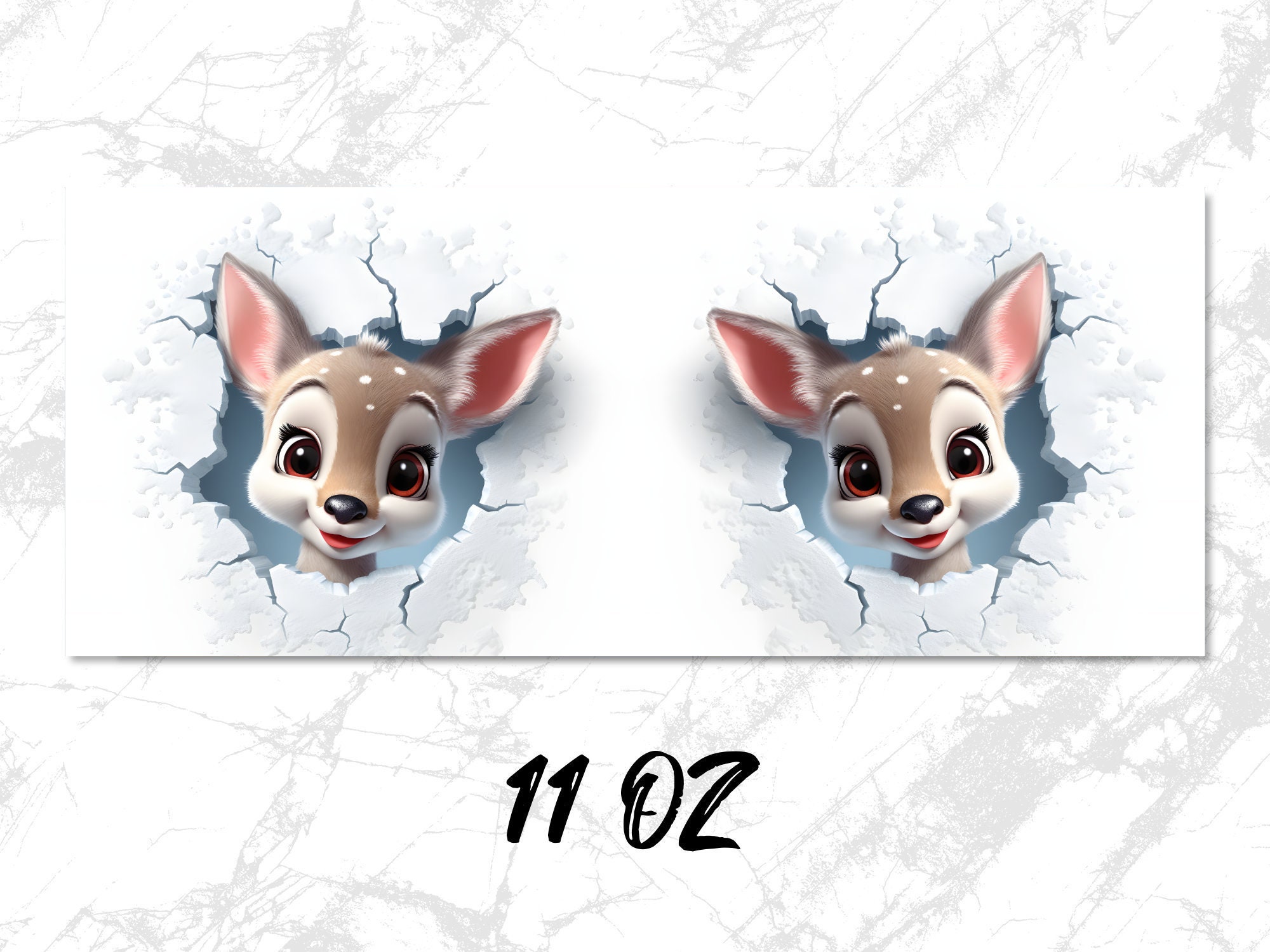 3d Cute Baby Reindeer Mug Wrap Png, 3d Christmas Mug Wrap Png, Animal ...