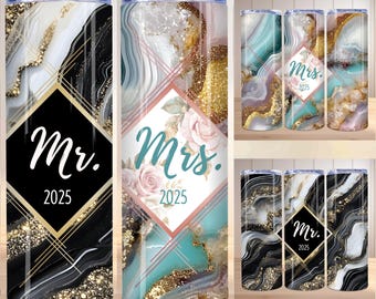 Mr. & Mrs. Wedding Tumbler Wrap, design, 20 oz sublimation PNG, Wedding Gift, Mr and Mrs Tumbler Wrap, Newlyweds Tumbler Wrap, Just Married