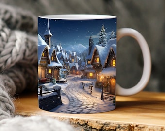 3d Christmas mug wrap, 11oz and 15oz mug Template, mug sublimation design, mug wrap template, coffee mug PNG, holiday mug wrap
