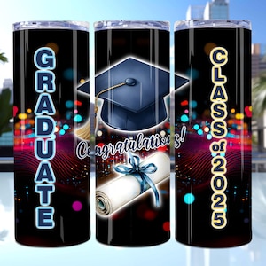 High Tech Graduation Tumbler Wrap, Graduate Class of 2025 Tumbler Wrap, 20oz Skinny Tumbler PNG, Graduation Gift Tumbler, Graduation gift