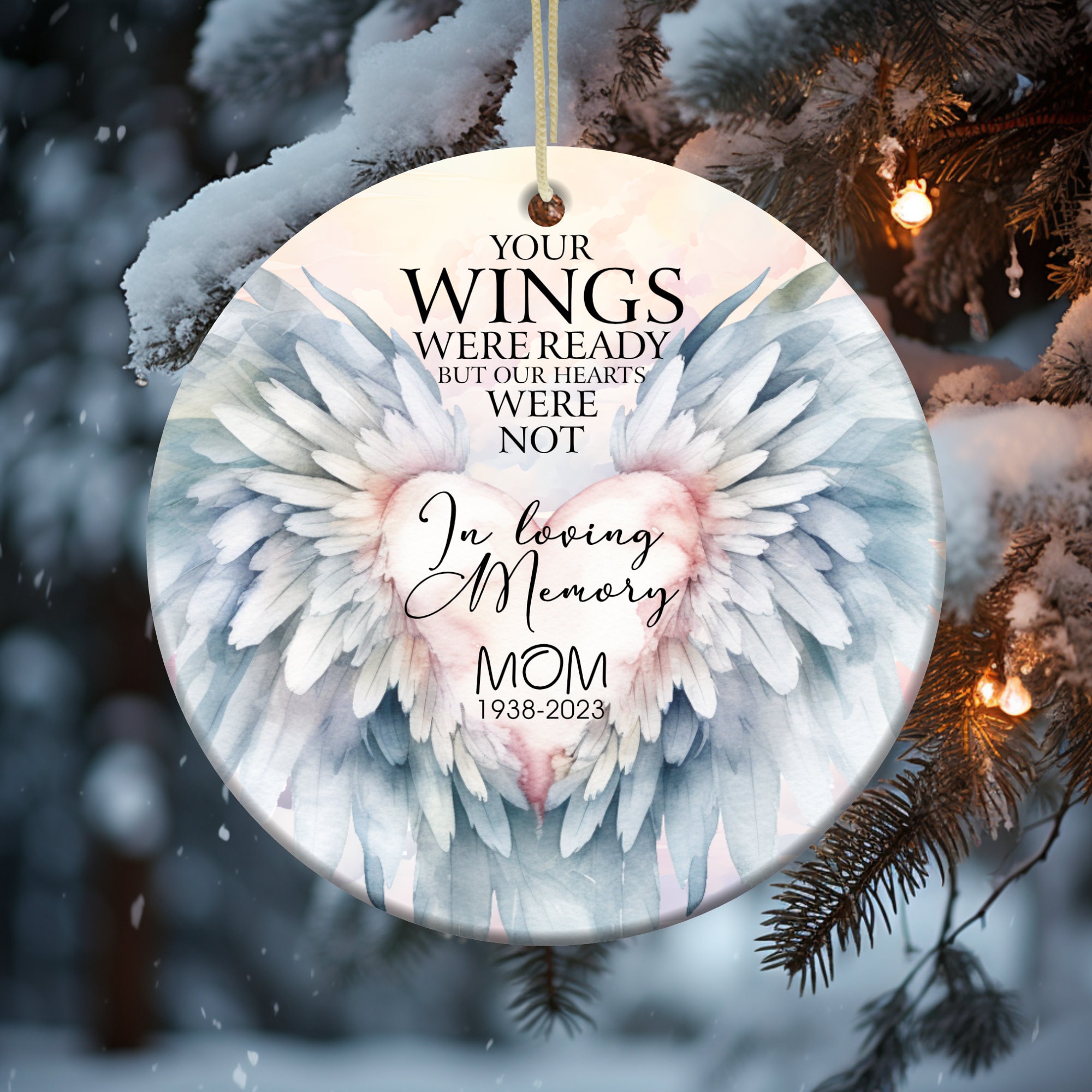 Angel Memorial Ornament PNG, Personalized Remembrance Ornament
