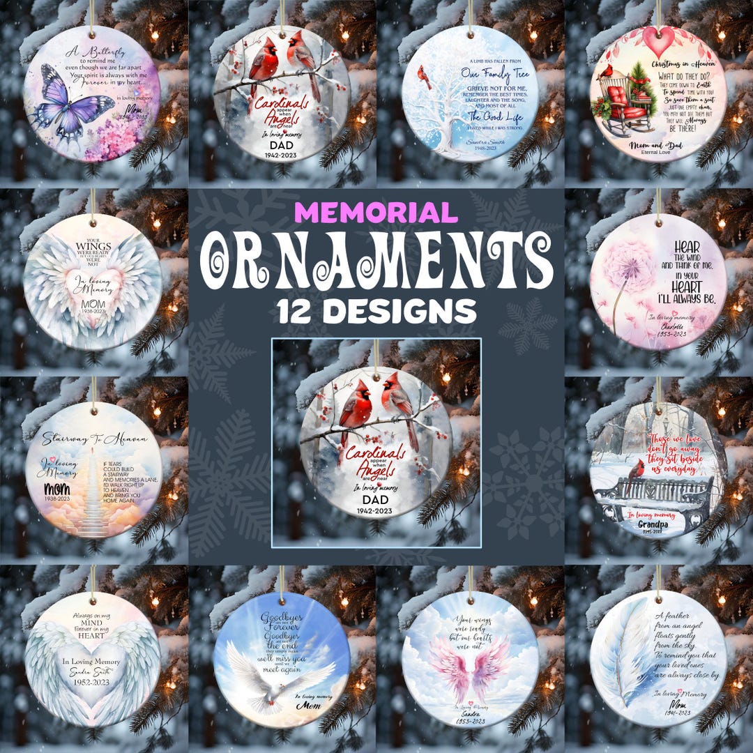 Memorial Ornament Bundle, Personalized Remembrance Ornament ...