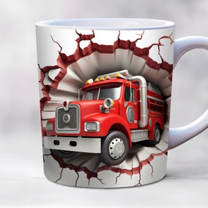 3d Red Semi Truck Mug Wrap PNG, Trucker Mug Wrap, 11oz, 15oz Mug Template, Truck Driver gifts Mug Wrap, Tricking Mug Wrap, 18 Wheeler Mug