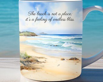 Beach Mug Wrap, 11oz and 15oz Mug Template, Landscape Mug, Tropical Mug Wrap, Instant Digital Download, Mug Sublimation PNG