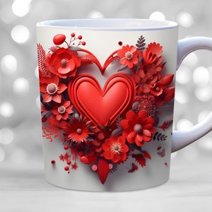 Valentinstag Becherverpackung, PNG, 11 Unzen und 15 Unzen Becherdesign, Valentinstag Becherverpackung, Liebe Becherverpackung, Herzbecherverpackung, Hochzeit Becherverpackung, Blumenbecher