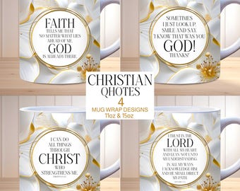 Paquete de etiquetas para tazas con citas cristianas, plantilla para tazas de 11 oz y 15 oz, diseño de sublimación para etiquetas de tazas con temática de fe, etiquetas para tazas con versículos bíblicos, etiquetas para tazas cristianas