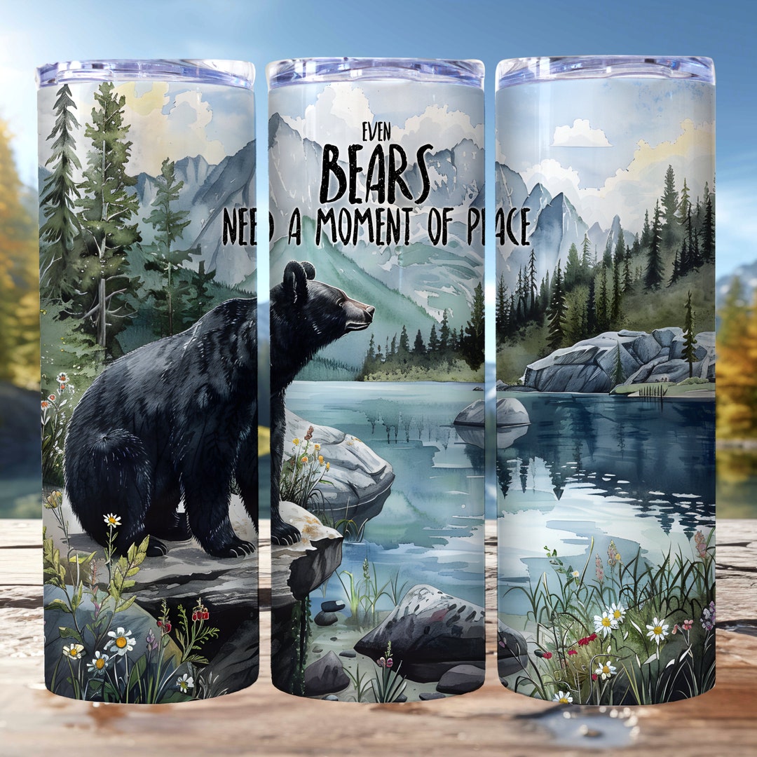 Black Bear Tumbler Wrap PNG 20 Oz Skinny Tumbler Sublimation Design ...