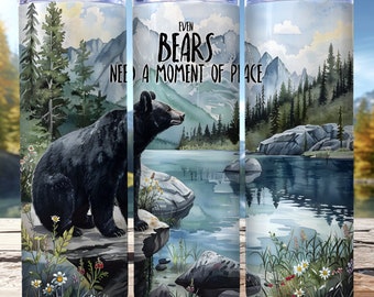 Black Bear Tumbler Wrap PNG 20 Oz Skinny Tumbler Sublimation Design ...