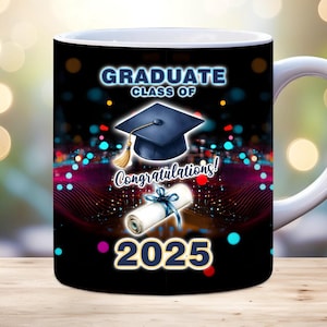 High Tech Graduation Mug Wrap, Graduate Class of 2025 Mug Wrap, 11oz, 15oz Mug Wrap Template for Sublimation, Graduation Gift