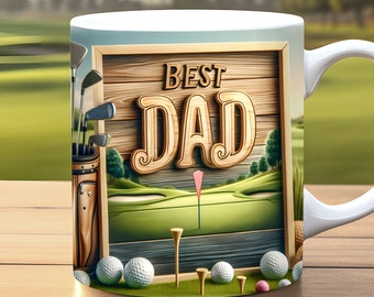 Best Dad Mug Wrap, Fathers Day Mug Wrap, PNG, 11oz, 15 oz Mug Design, Dad Birthday Mug Wrap, Dad Golf Mug Wrap, Best Dad Ever