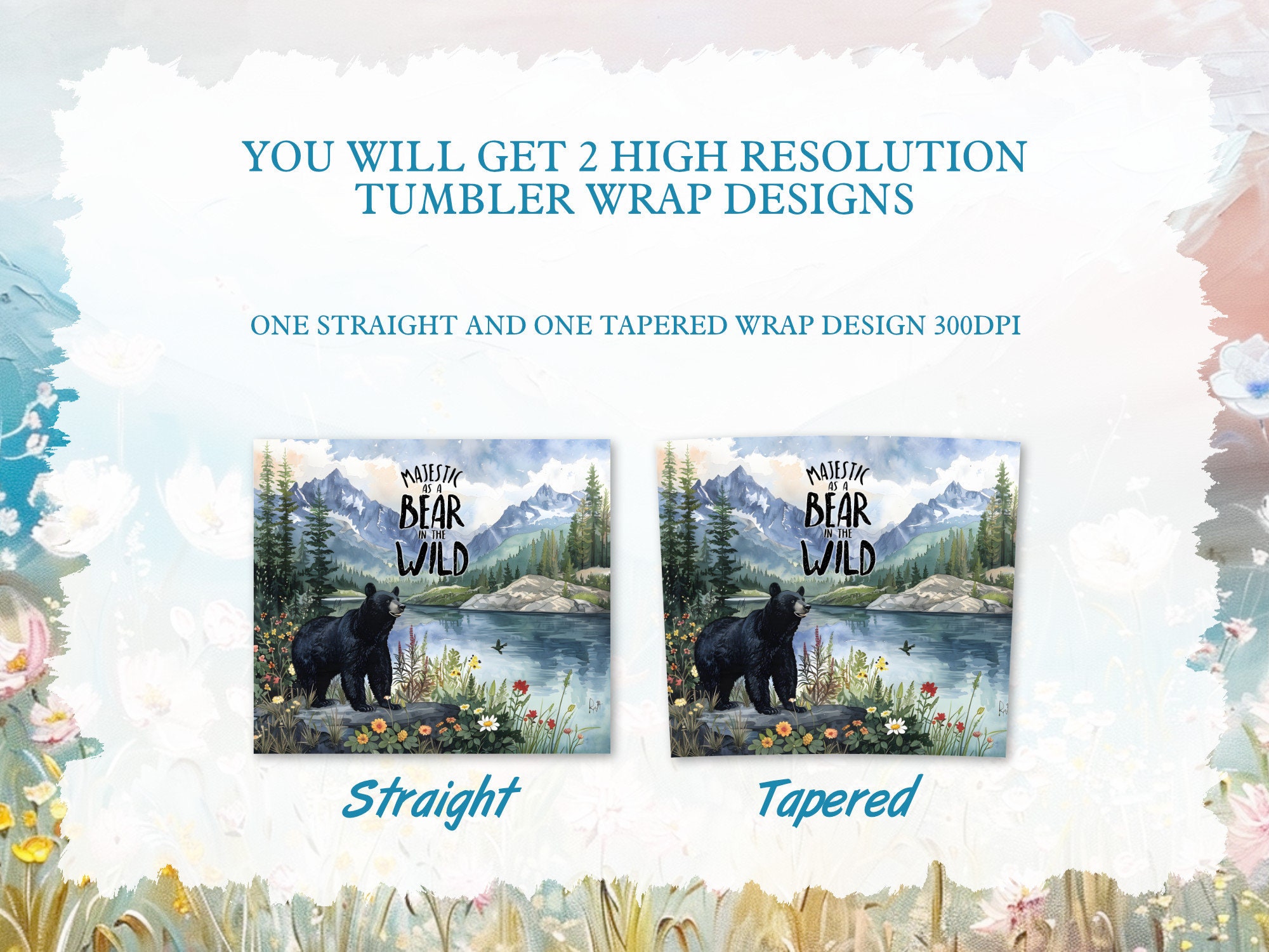 Black Bear Tumbler Wrap PNG 20 Oz Skinny Tumbler Sublimation Design ...