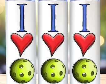 Pickleball Tumbler Wrap, 20 oz, Skinny Tumbler Sublimation PNG, I Love Pickleball Tumbler Wrap digitaler Download, Pickleball Geschenk