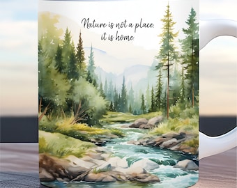 Mountain quote mok wrap, 11oz en 15oz mok sjabloon png, mok wrap wandelen, camping mok wrap, natuur mok wrap, berglandschap mok