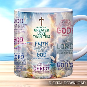Christian Quotes mug wrap, 11oz and 15oz mug template, Faith Mug Wrap Sublimation Design, Bible Verse Mug Wrap, Christian Mug Wrap