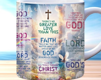 Christian Quotes mug wrap, 11oz and 15oz mug template, Faith Mug Wrap Sublimation Design, Bible Verse Mug Wrap, Christian Mug Wrap