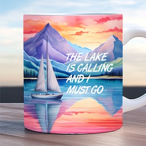 Lake Vibes Mug Wrap, 11oz, 15oz Mug Template, Beach Mug Wrap, Mug Sublimation Design, Mug Wrap Template, Instant Digital Download PNG