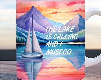 Lake Vibes Mug Wrap, 11oz, 15oz Mug Template, Beach Mug Wrap, Mug Sublimation Design, Mug Wrap Template, Instant Digital Download PNG