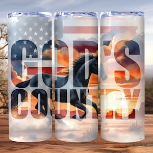 God&#39;s Country Tumbler Wrap, 20 Unzen dünner Tumbler Wrap, Sublimationsdesign, Vaterländischer Tumbler, Amerikanische Flagge Tumbler, digitaler Download PNG