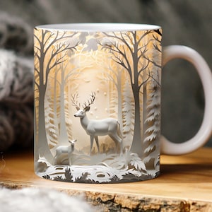 3d reindeer mug wrap png, 3d Christmas mug wrap, 11oz and 15oz mug Template, mug sublimation design, mug wrap template holiday mug wrap