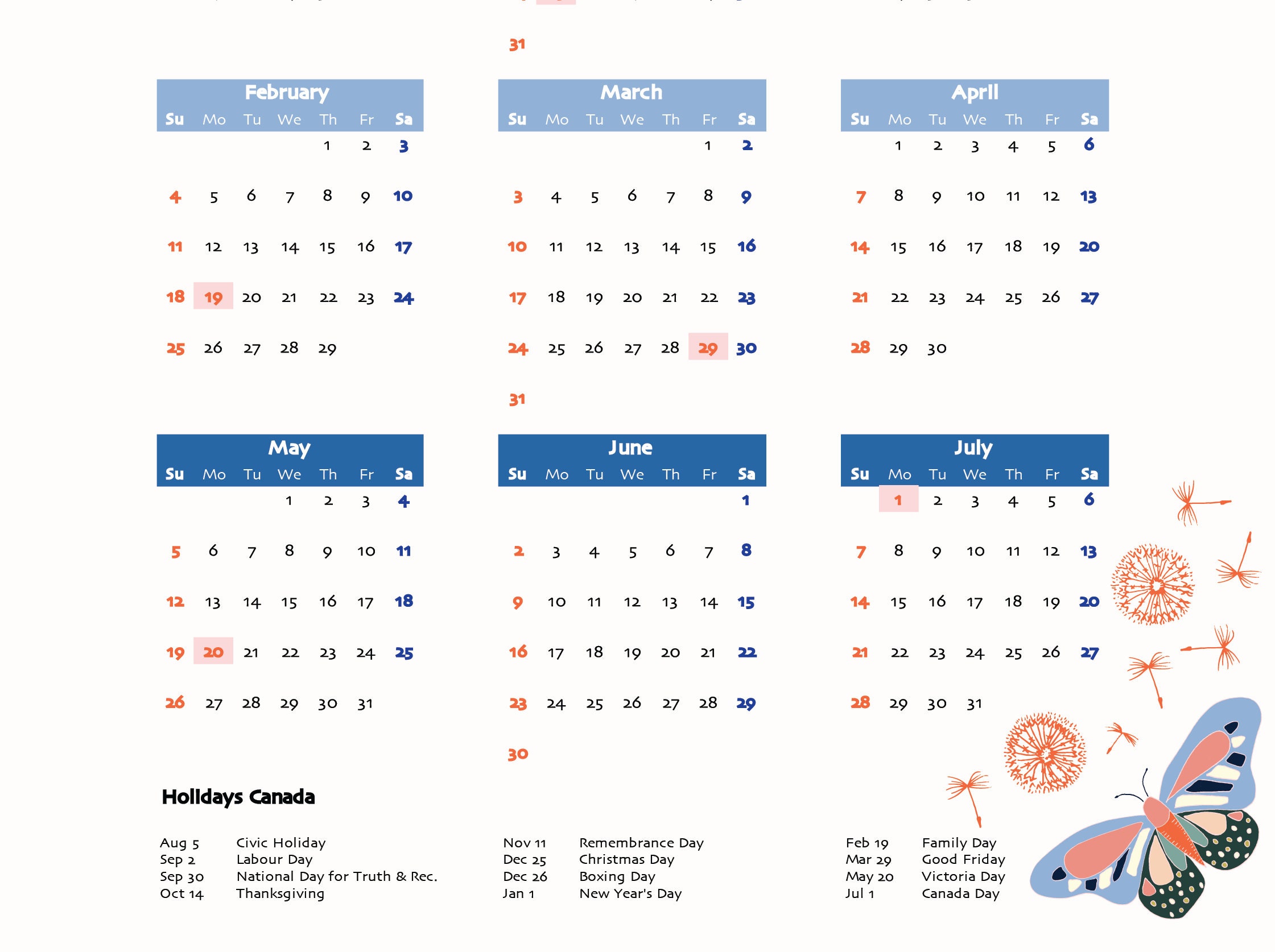 Floral Calendar Printable PDF Academic - Il Fullxfull.5258519099 Ornb 