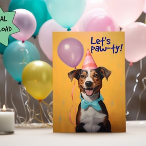 Lustiger Hund Geburtstagskarte, digitaler Download, Haustier-Liebhaber-Geschenk, druckbarer Umschlag, Hunde-Feier, humorvoller Haustier-Gruß, Geburtstagswunsch 8178