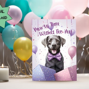 Labrador Hund Geburtstagskarte, digitaler Download Haustier Liebhaber Geschenk, Hunde Feier, humorvolle Haustier Gruß, Geburtstagswunsch 8178