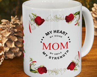 Mom gift for Mother's Day Ceramic Mug Mum coffee tea cup Best Mama Flower Roses for Mommy My Hero gift for Grandma Mother Valentine’s Day.