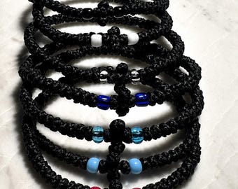 Komboskini Greek Orthodox Waxed Black Rope Bracelet