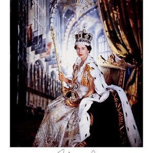Queen Elizabeth II Coronation Hand Signed Photo Print | British Royal Family | 8x10inches | Celebrity Autographs | Custom Sizes