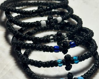 Komboskini Greek Orthodox Waxed Black Rope Bracelet