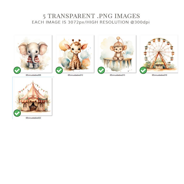 Circus Baby Animals Clipart Baby Circus Clipart Cute - Etsy