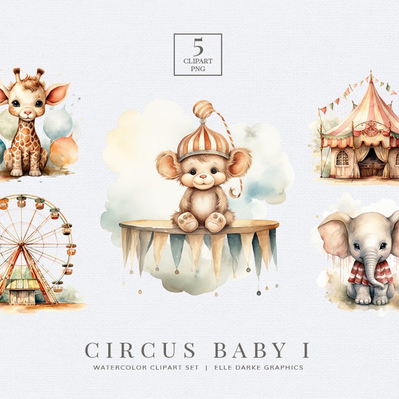 Circus Baby Animals Clipart Baby Circus Clipart Cute - Etsy