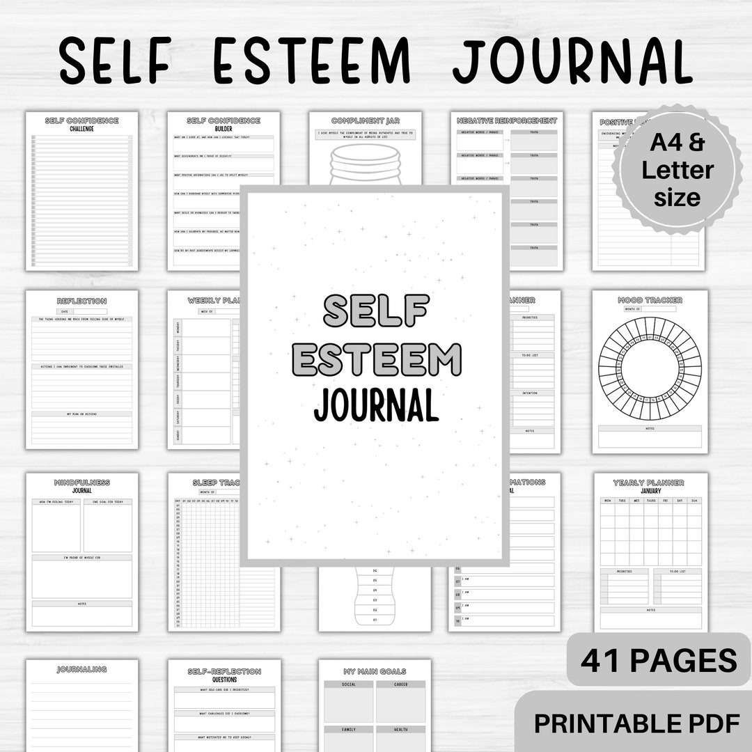Self-esteem Journal Printable Self-confidence Planner Mental Health Log Self Care Tracker ...