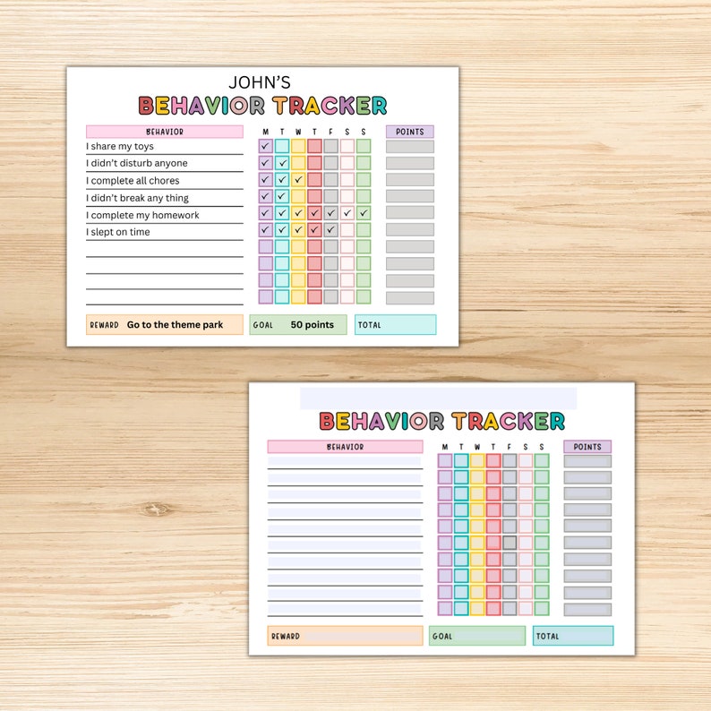 Behavior Reward Chart for Kids Good Behavior Tracking - Etsy