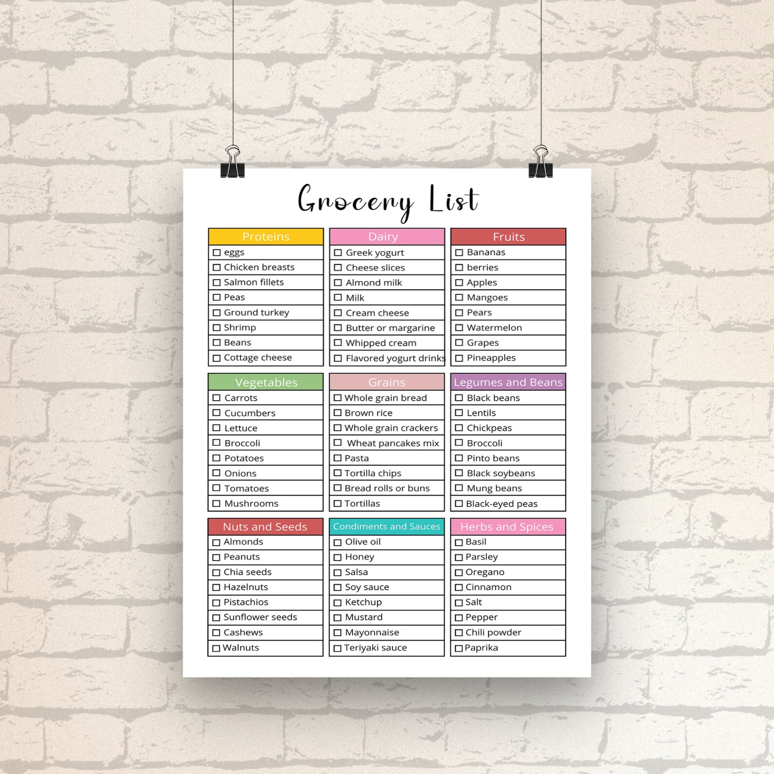 Meal Planner and Grocery List | Editable Meal Planner | 7 Days Menu ...