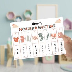 Kids Flip Routine Chart Editable Schedule for Kids Chore Chart Morning ...