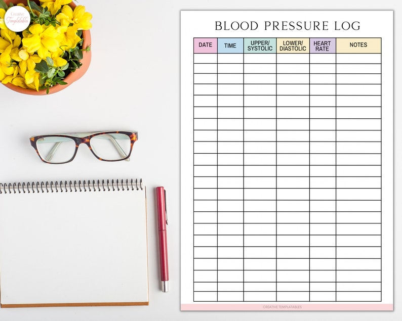 Blood Pressure Tracker Printable Blood Pressure Log Hypotension Medical