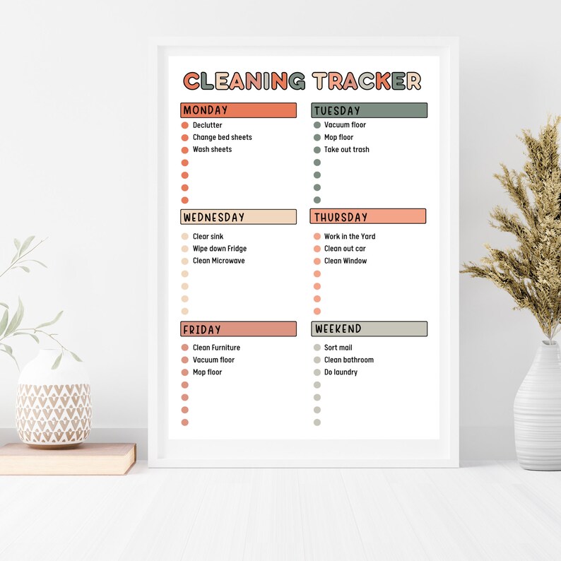 Cleaning Planner Cleaning Chore Chart Editable Cleaning - Etsy