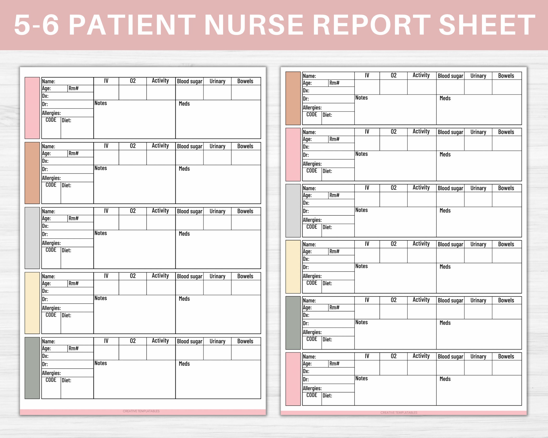 Nursing Report Sheet Printable Nursing Report Sheet Nurse Report Med